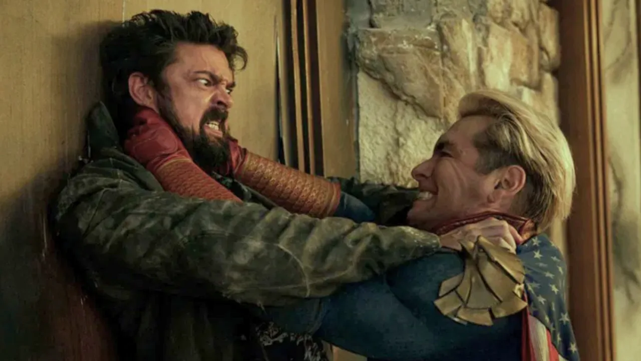 Karl Urban as Billy Butcher and Antony Starr as Homelander in The Boys still image (Prime Video)