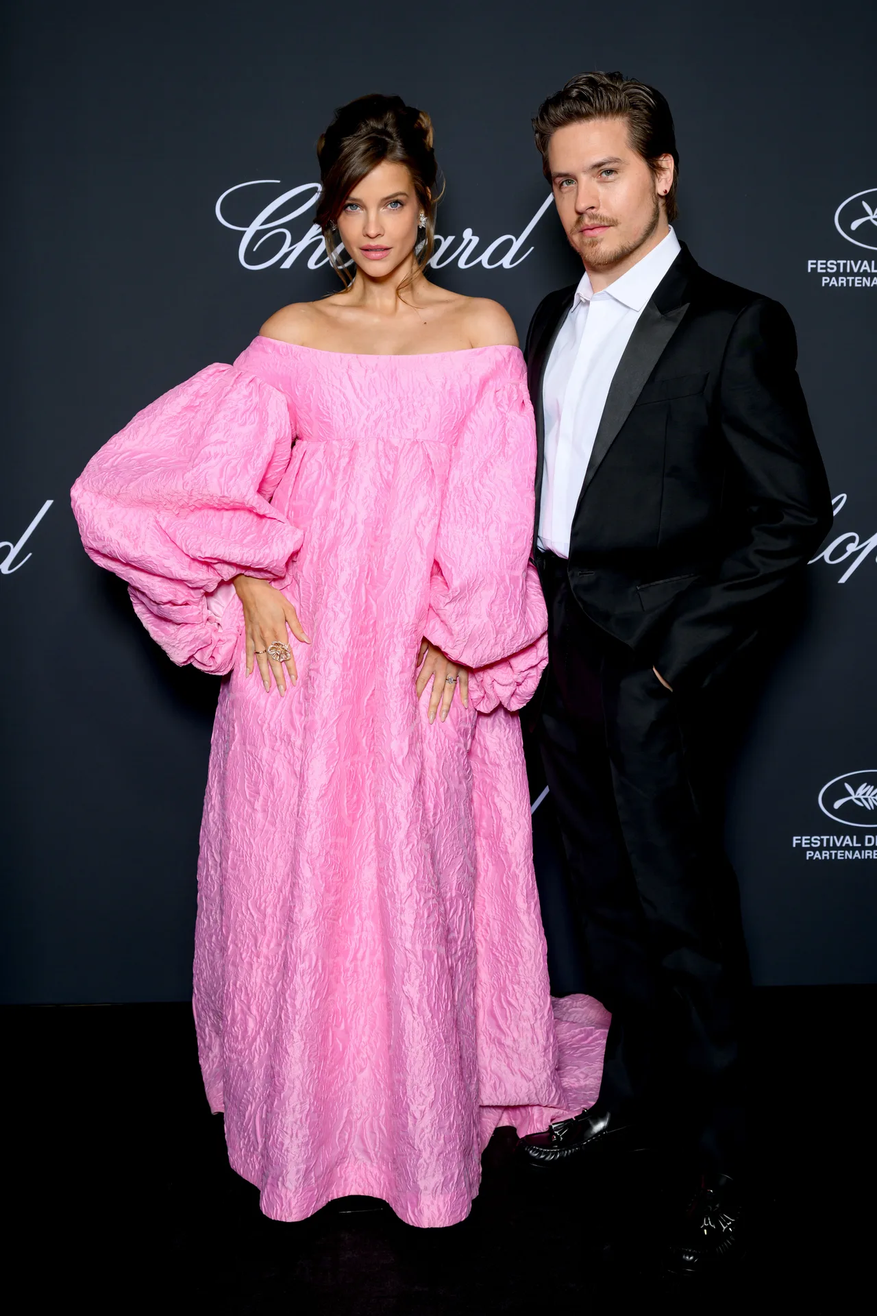 Barbara Palvin and Dylan Sprouse serve soft glam and sharp tux vibes
