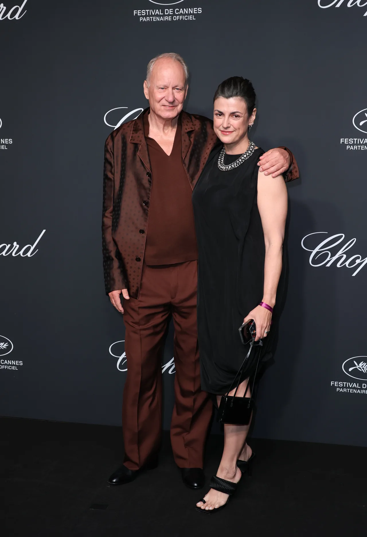 Stellan Skarsgård and Megan Everett-Skarsgård rock in stylish ensemble