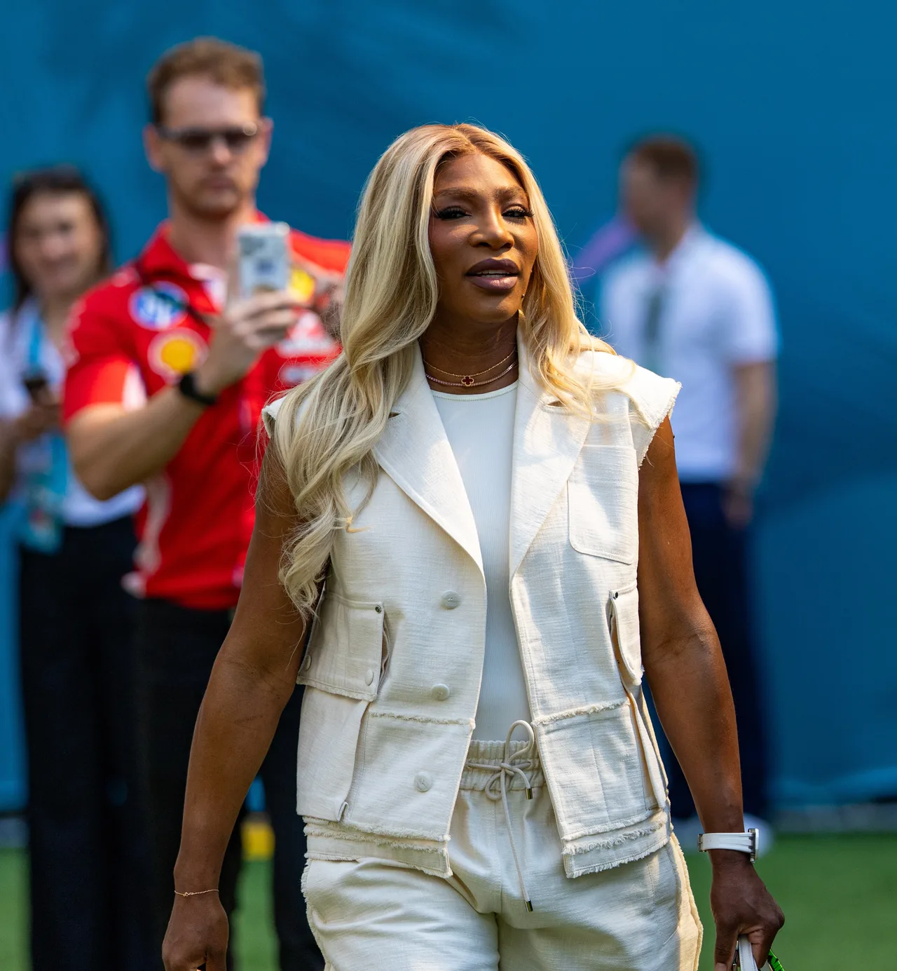 Tennis legend Serena Williams was spotted walking in the paddock