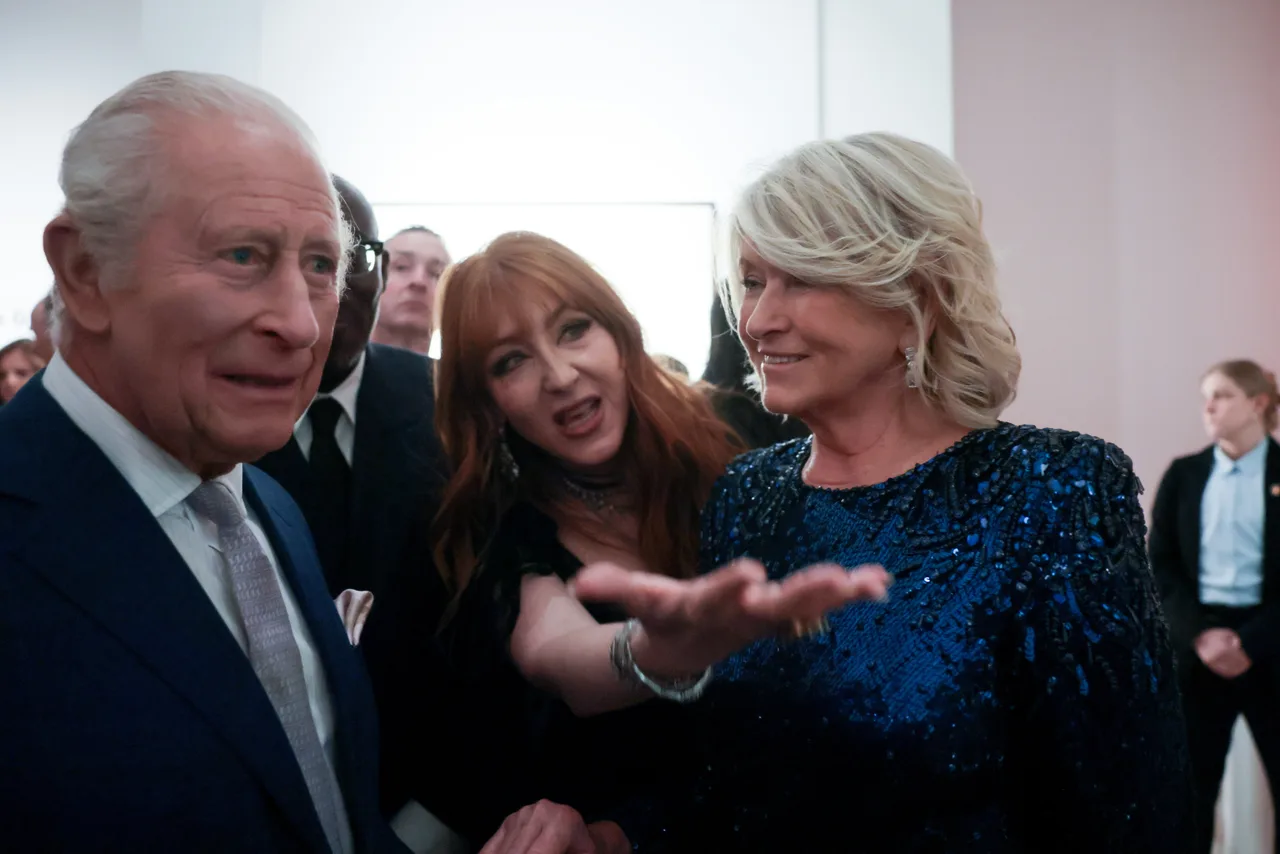King Charles interacts with Martha Stewart