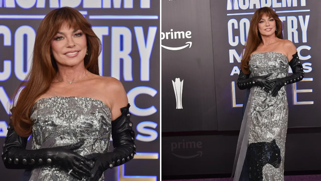 Shania Twain turns heads in strapless panther dress at 61st ACM Awards