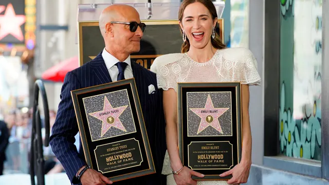 Emily Blunt and Stanley Tucci honored with star on Hollywood Walk Of Fame