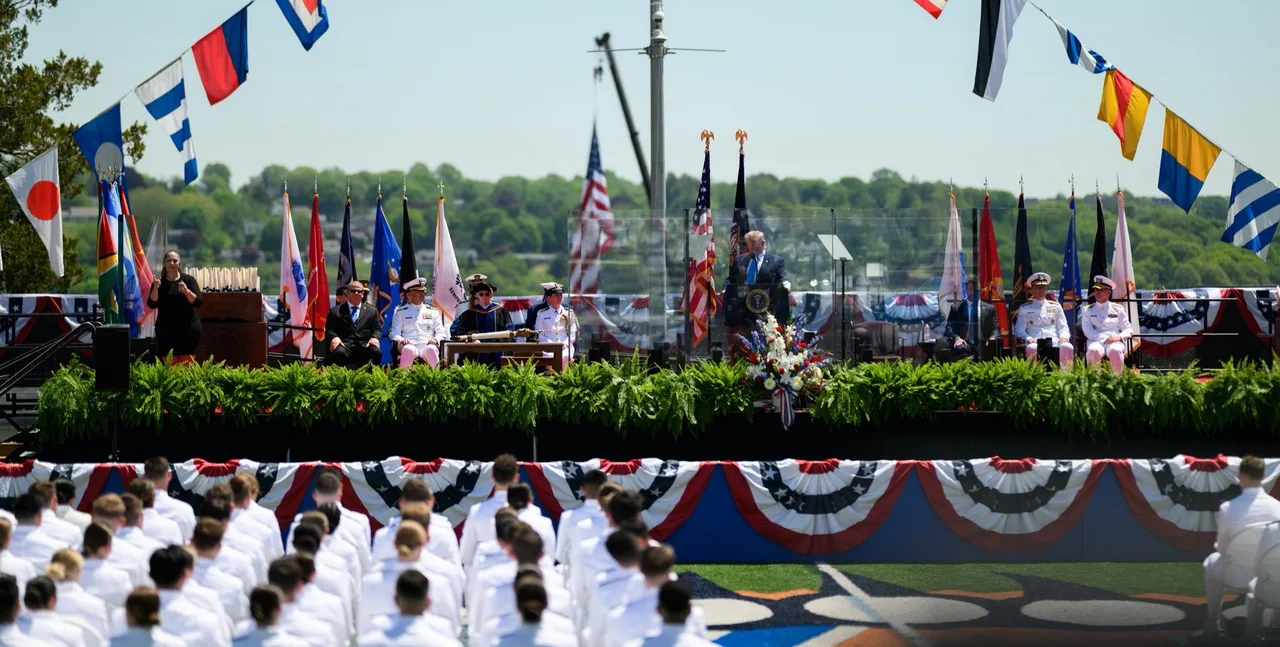 Cadets graduate in full uniform as Trump highlights Coast Guard expansion
