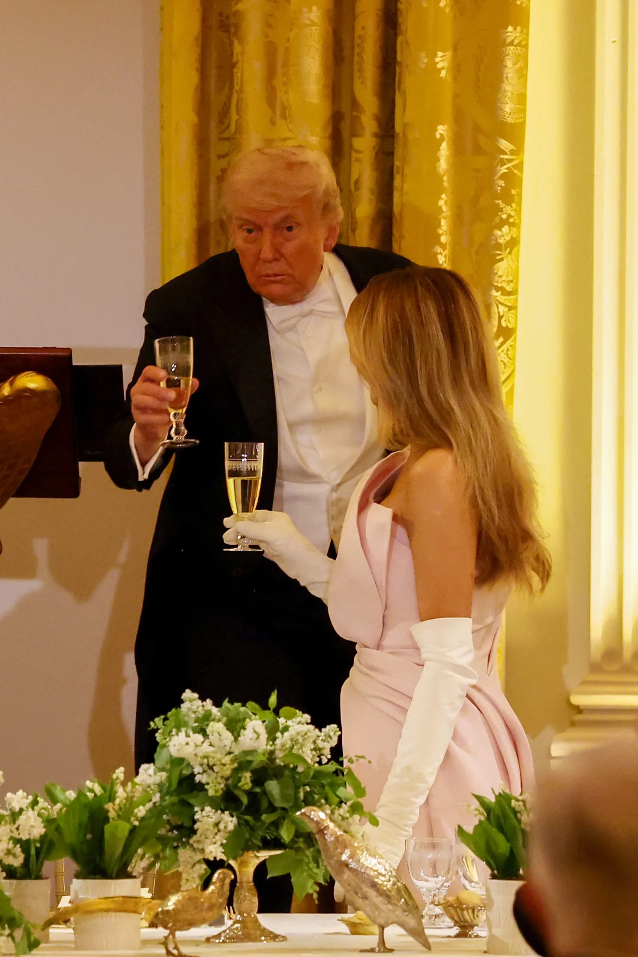 Melania enjoyed a drink with husband Donald Trump