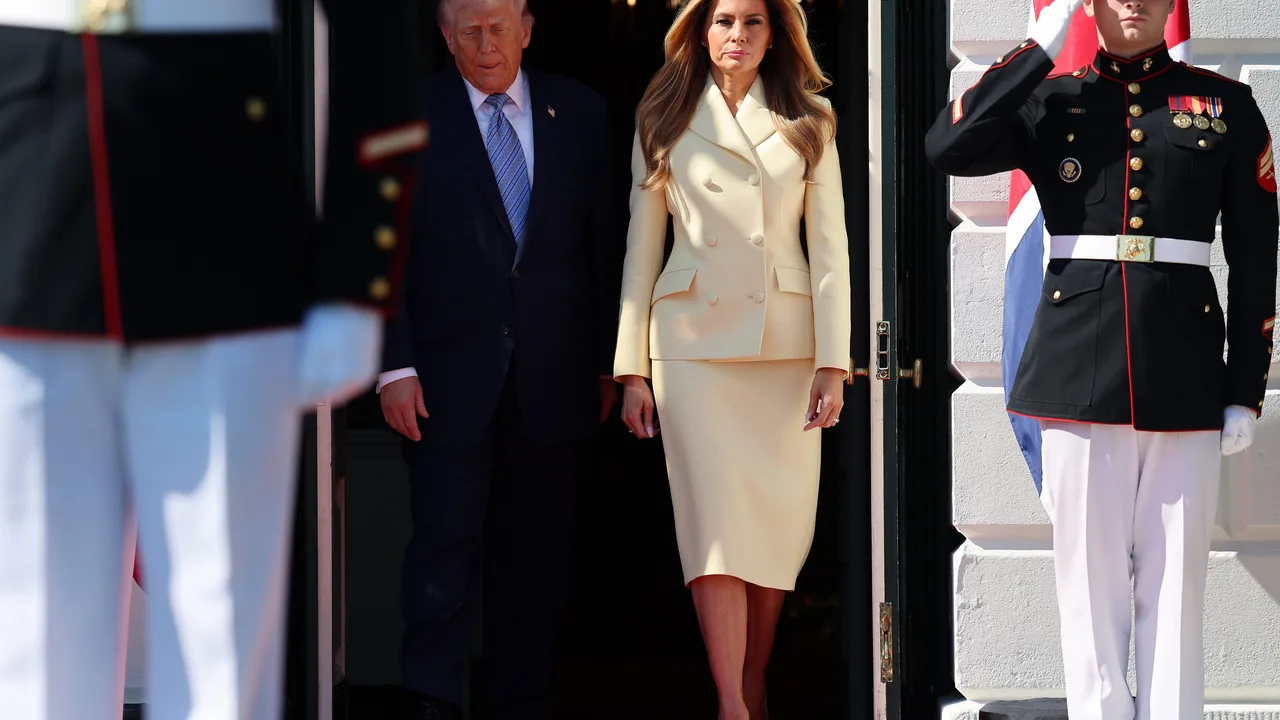 Melania Trump stuns in soft butter-yellow suit during royal White House visit