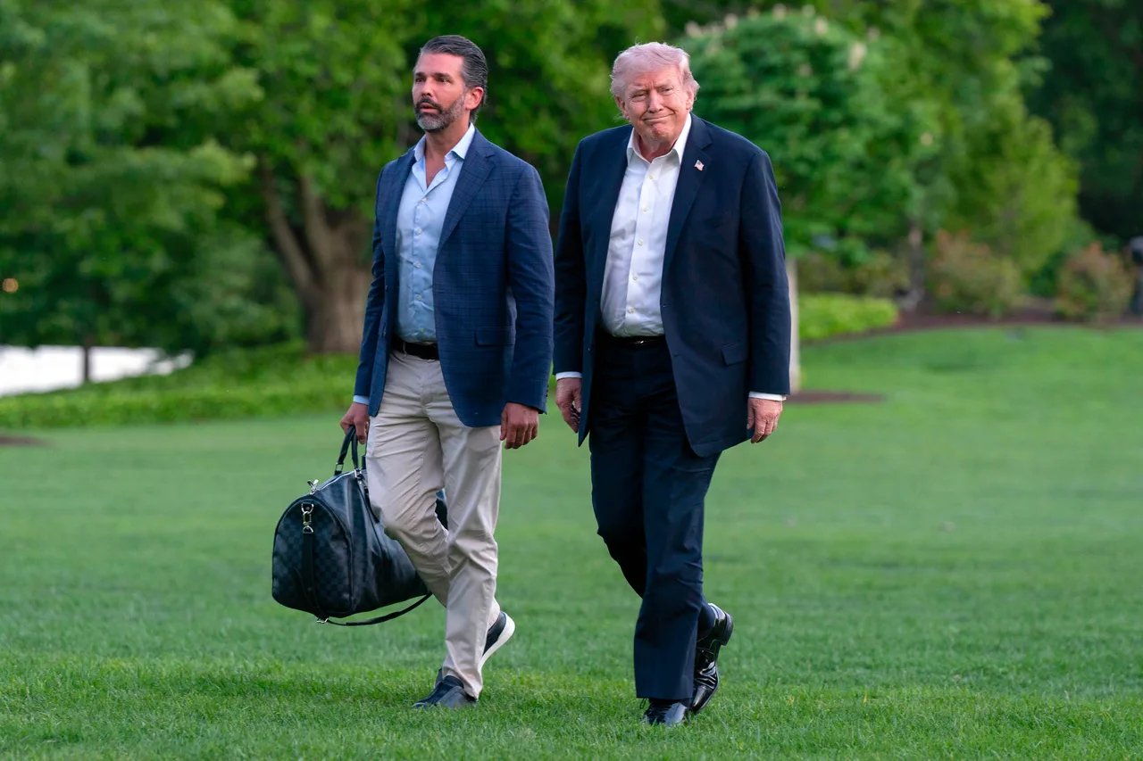 Trump and Donald Trump Jr. were also seen walking along the South Lawn