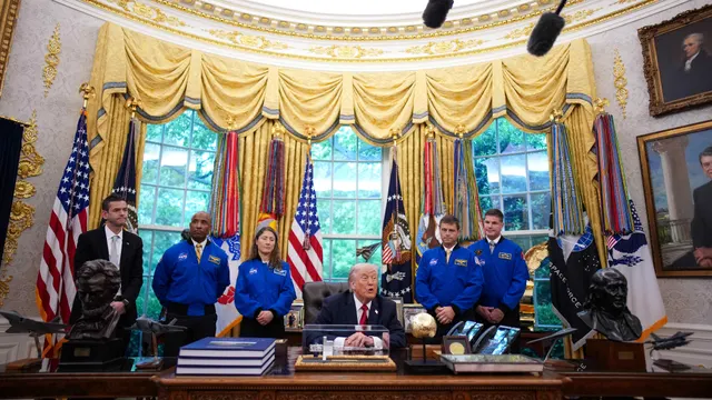 President Trump welcomes the Artemis II crew to the White House after their historic Moon mission