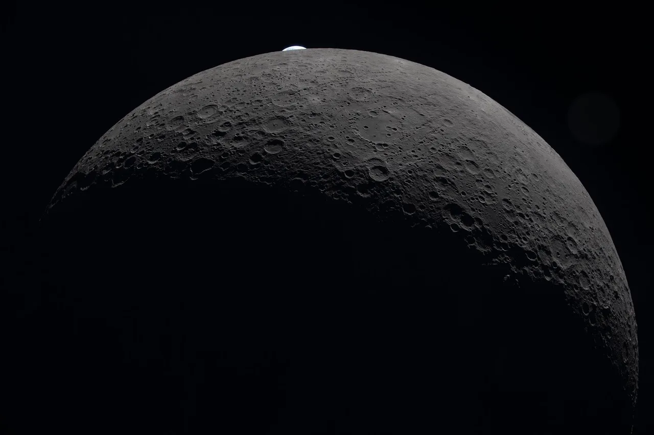 Hertzsprung Basin glowing against the Moon’s rugged highlands