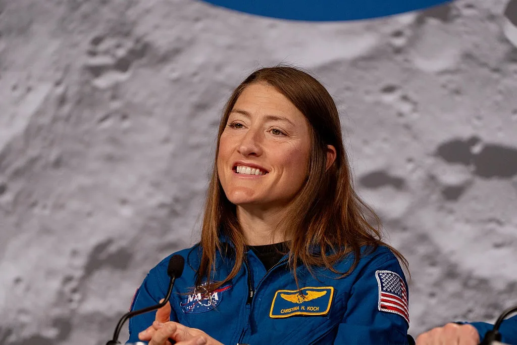 Artemis II Mission Specialist Christina Koch attending a press conference