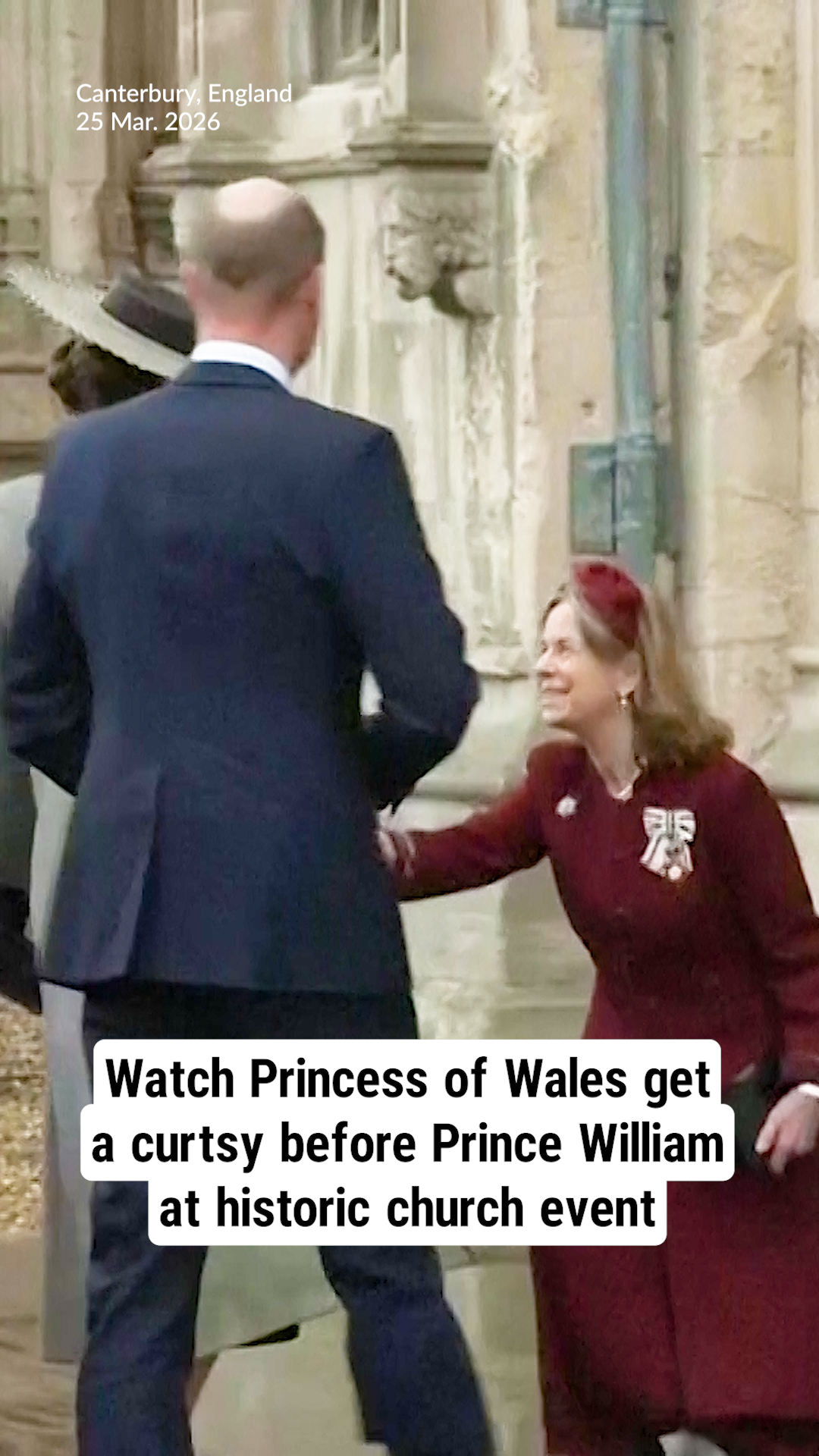 Watch Princess of Wales get a curtsy before Prince William at historic church event