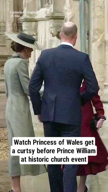 Watch Princess of Wales get a curtsy before Prince William at historic church event