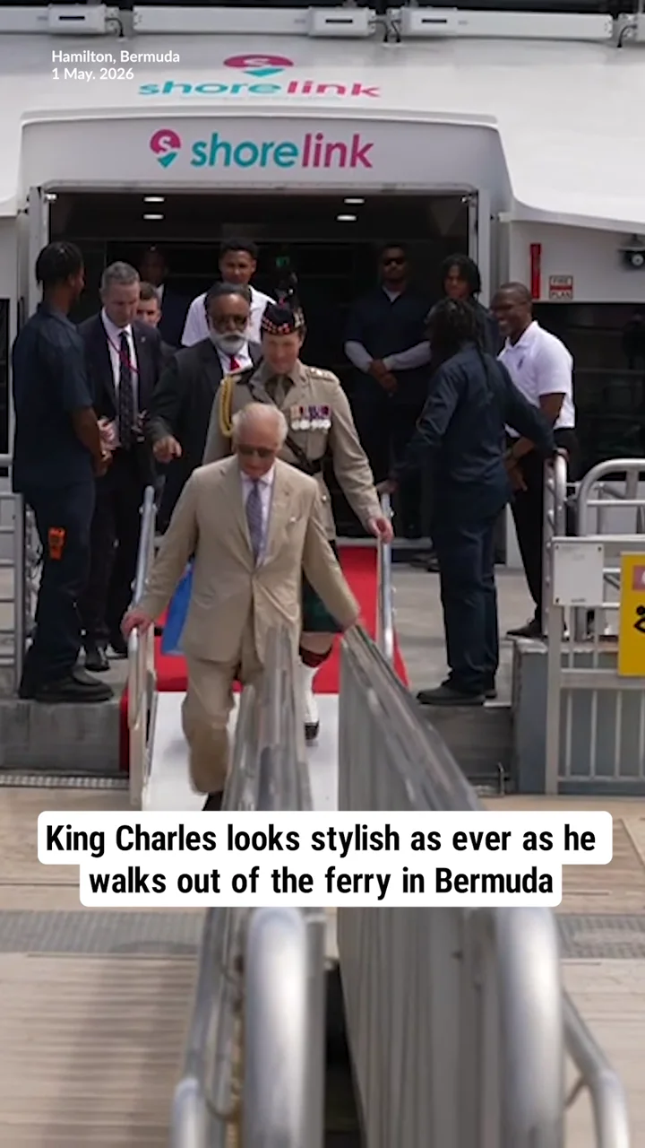 King Charles looks stylish as ever as he walks out of the ferry in Bermuda