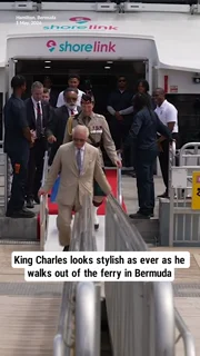 King Charles looks stylish as ever as he walks out of the ferry in Bermuda