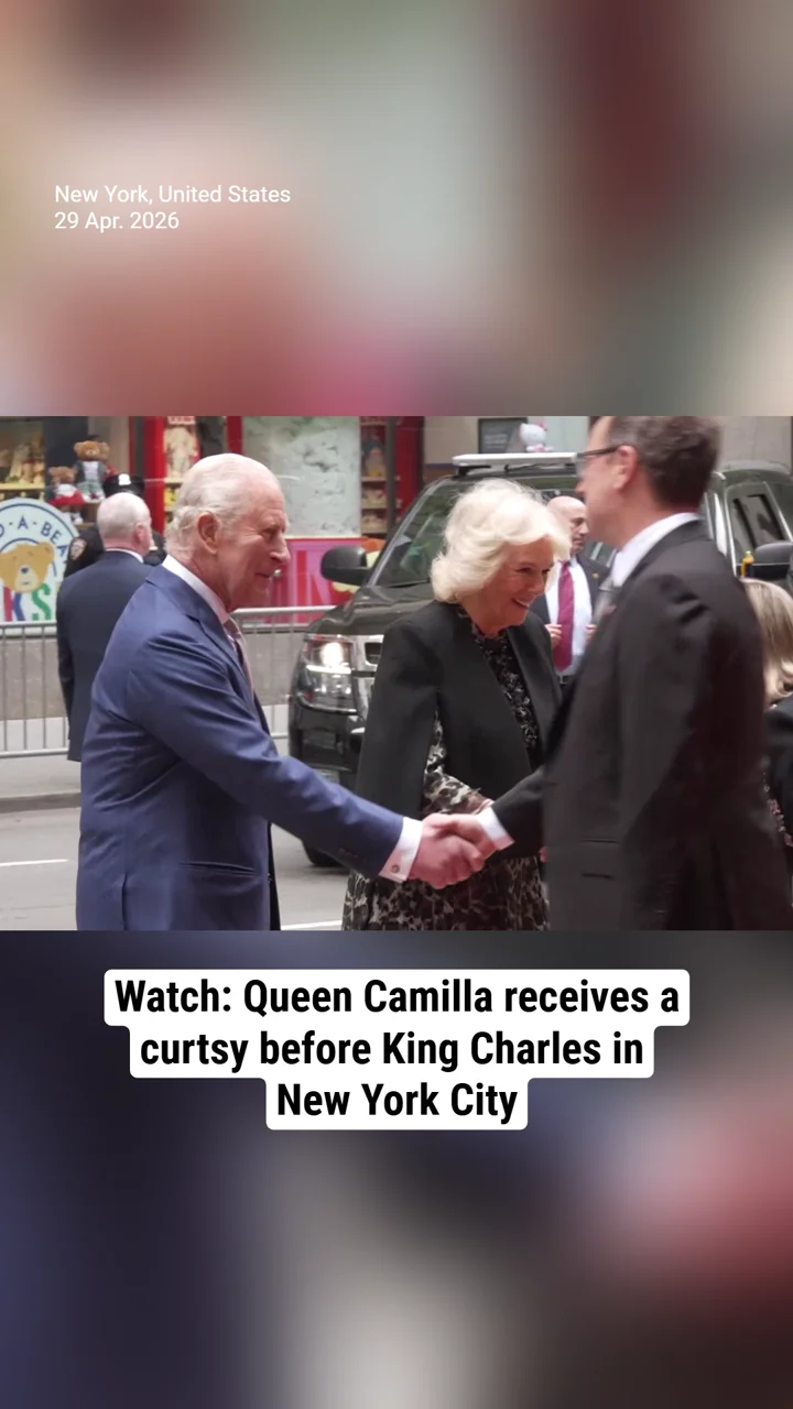 Watch: Queen Camilla receives a curtsy before King Charles in New York City