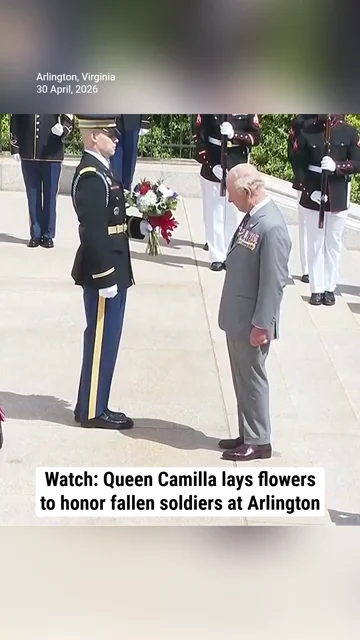 Watch: Queen Camilla lays flowers to honor fallen soldiers at Arlington