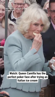 Watch: Queen Camilla has the perfect poker face after trying an Italian ice cream