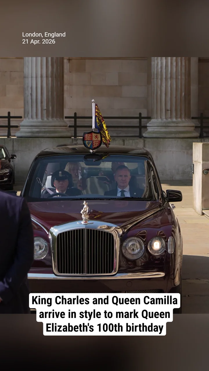 King Charles and Queen Camilla arrive in style to mark Queen Elizabeth's 100th birthday