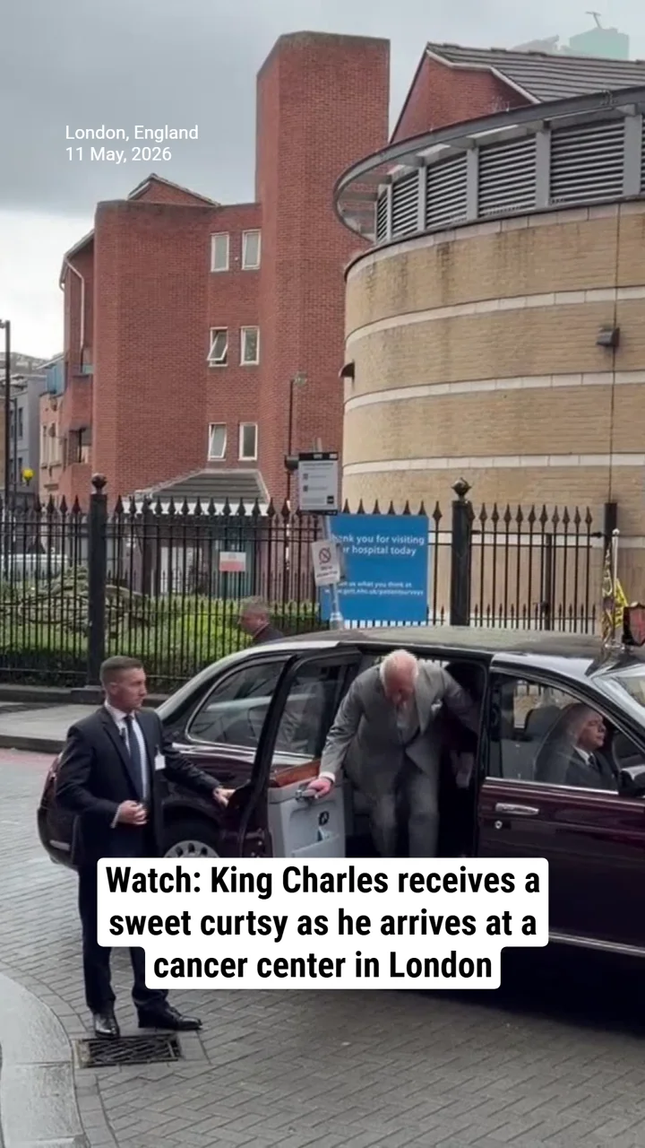 Watch: King Charles receives a sweet curtsy as he arrives at a cancer center in London