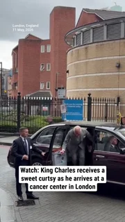 Watch: King Charles receives a sweet curtsy as he arrives at a cancer center in London