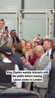 King Charles warmly interacts with the public before leaving cancer center in London