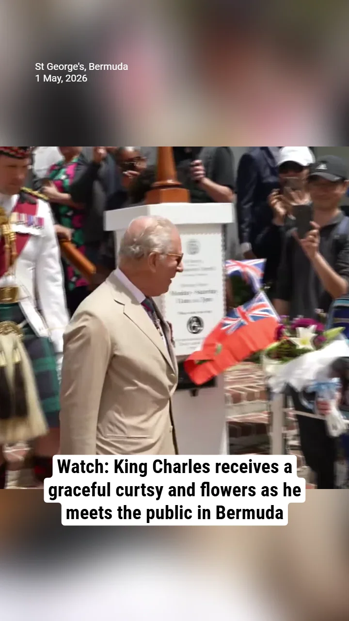 Watch: King Charles receives a graceful curtsy and flowers as he meets the public in Bermuda