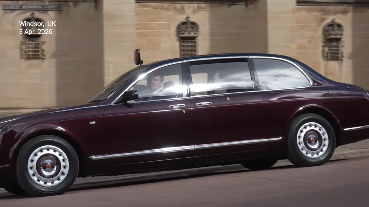 Watch King Charles affectionately tap Prince Louis on the cheek during Easter service