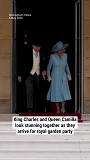 King Charles and Queen Camilla look stunning together as they arrive for royal garden party