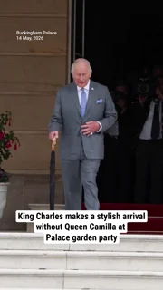 King Charles makes a stylish arrival without Queen Camilla at Palace garden party