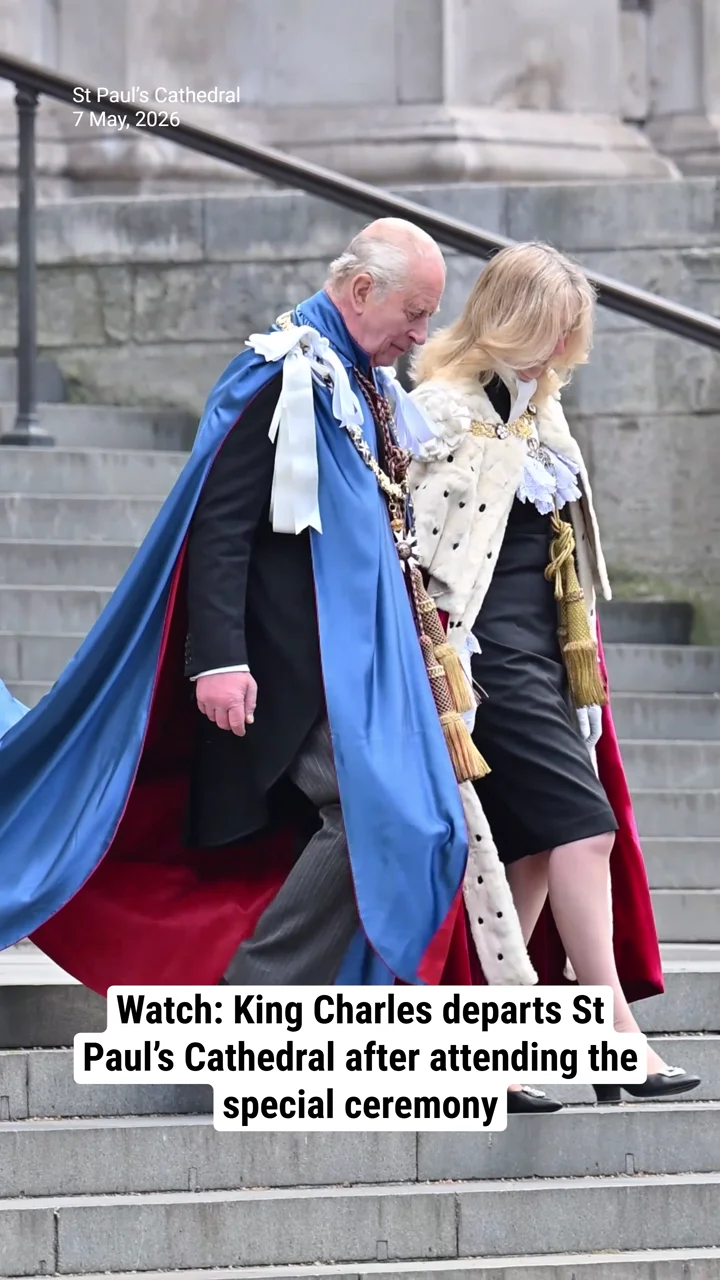 Watch: King Charles departs St Paul's Cathedral after attending the special ceremony