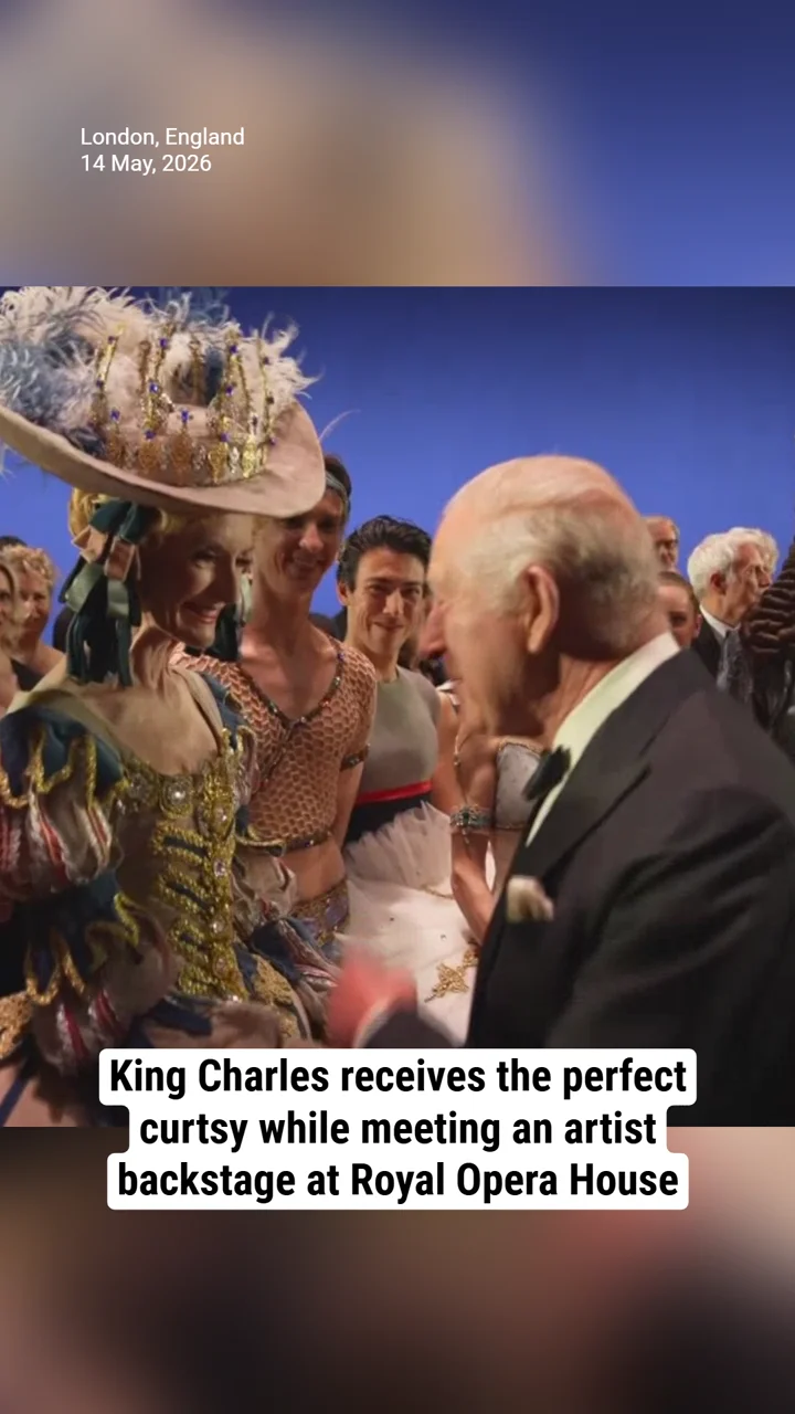 King Charles receives the perfect curtsy while meeting an artist backstage at Royal Opera House