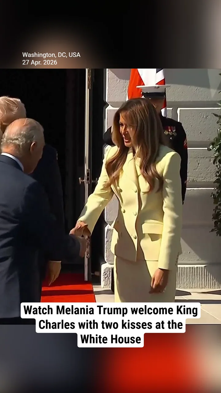 Watch Melania Trump welcome King Charles with two kisses at the White House