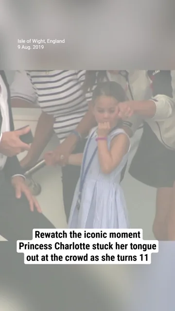 Rewatch the iconic moment Princess Charlotte stuck her tongue out at the crowd as she turns 11