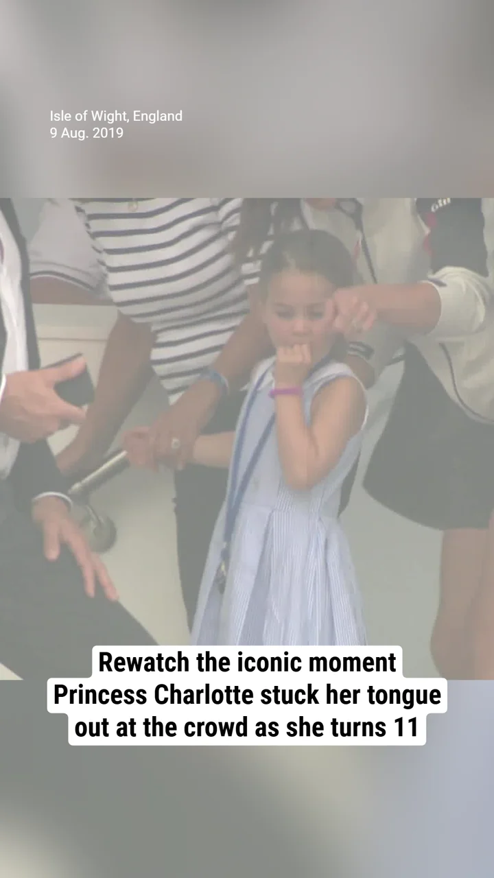 Rewatch the iconic moment Princess Charlotte stuck her tongue out at the crowd as she turns 11