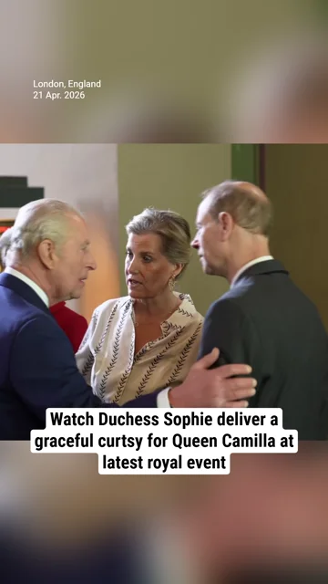Watch Duchess Sophie deliver a graceful curtsy for Queen Camilla at latest royal event