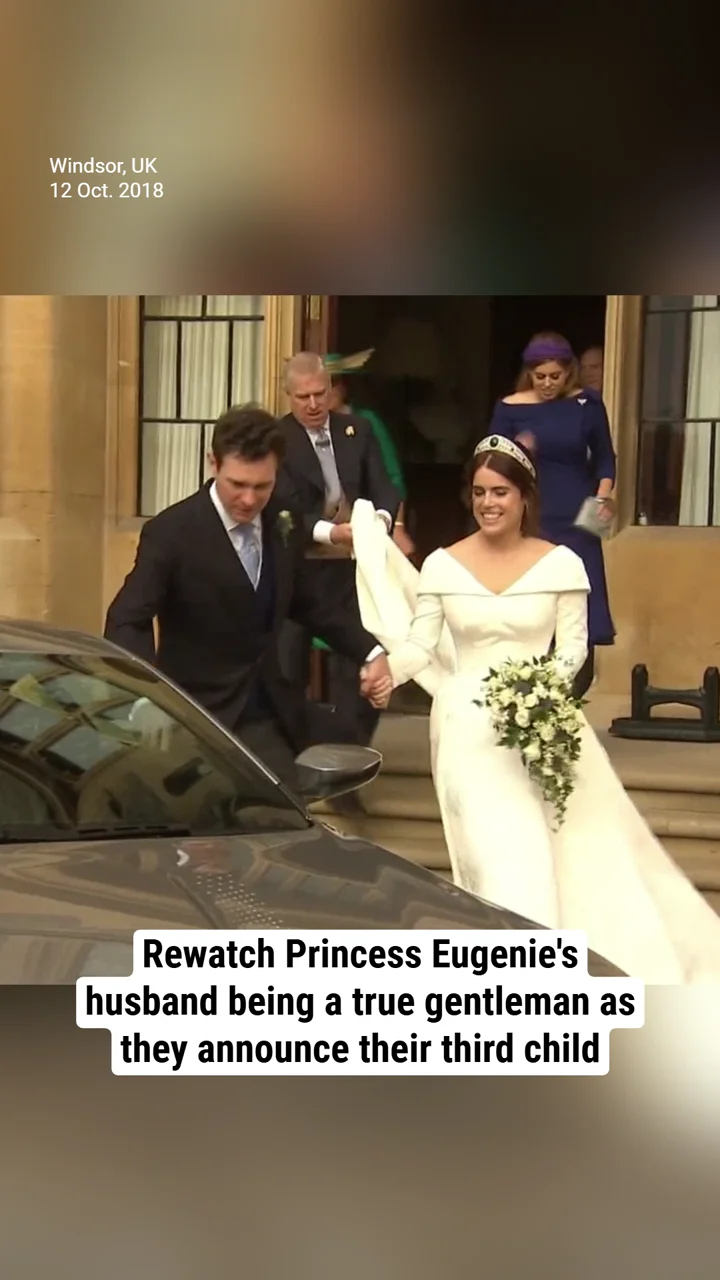 Rewatch Princess Eugenie's husband being a true gentleman as they announce their third child