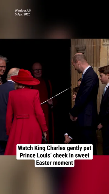 Watch King Charles gently pat Prince Louis’ cheek in sweet Easter moment