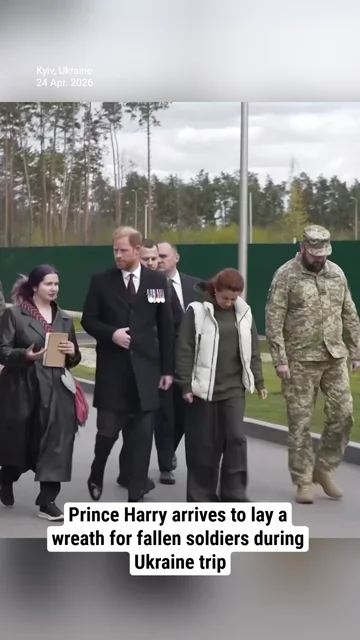 Prince Harry arrives to lay a wreath for fallen soldiers during Ukraine trip