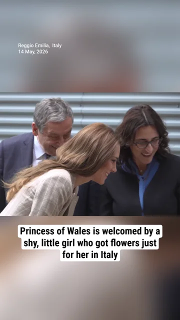 Princess of Wales is welcomed by a shy, little girl who got flowers just for her in Italy