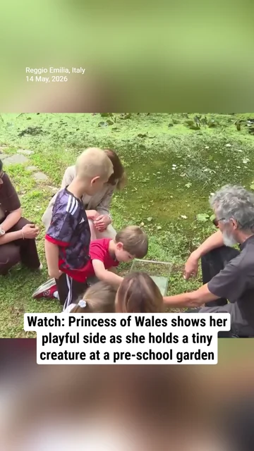 Watch: Princess of Wales shows her playful side as she holds a tiny creature at a pre-school garden