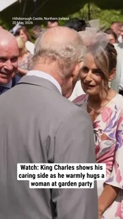 Watch: King Charles shows his caring side as he warmly hugs a woman at garden party