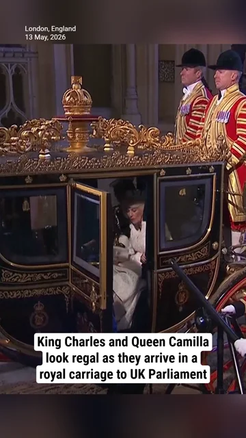 King Charles and Queen Camilla look regal as they arrive in a royal carriage to UK Parliament