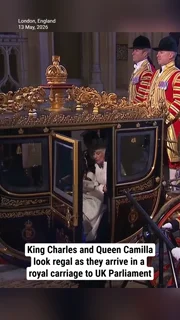 King Charles and Queen Camilla look regal as they arrive in a royal carriage to UK Parliament