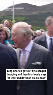 King Charles gets hit by a seagull dropping and then hilariously says 'at least it didn't land on my head'