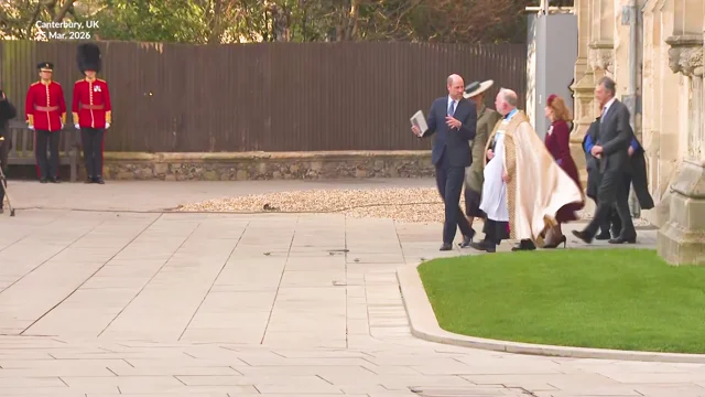 Watch: Princess of Wales carefully hold on to her hat as she leaves the Canterbury event