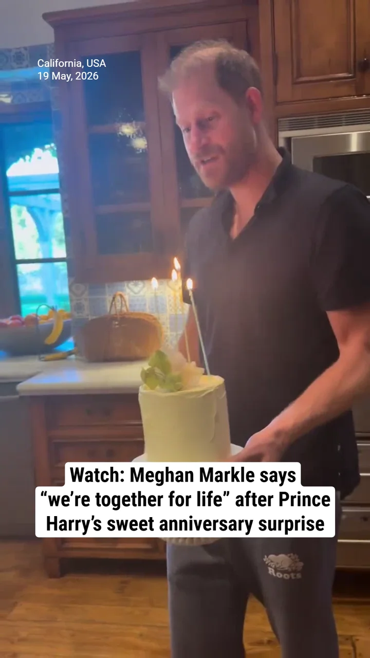 Watch: Meghan Markle says “we’re together for life” after Prince Harry’s sweet anniversary surprise