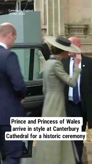 Prince and Princess of Wales arrive in style at Canterbury Cathedral for a historic ceremony