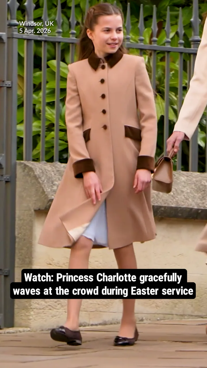 Watch: Princess Charlotte gracefully waves at the crowd during Easter service
