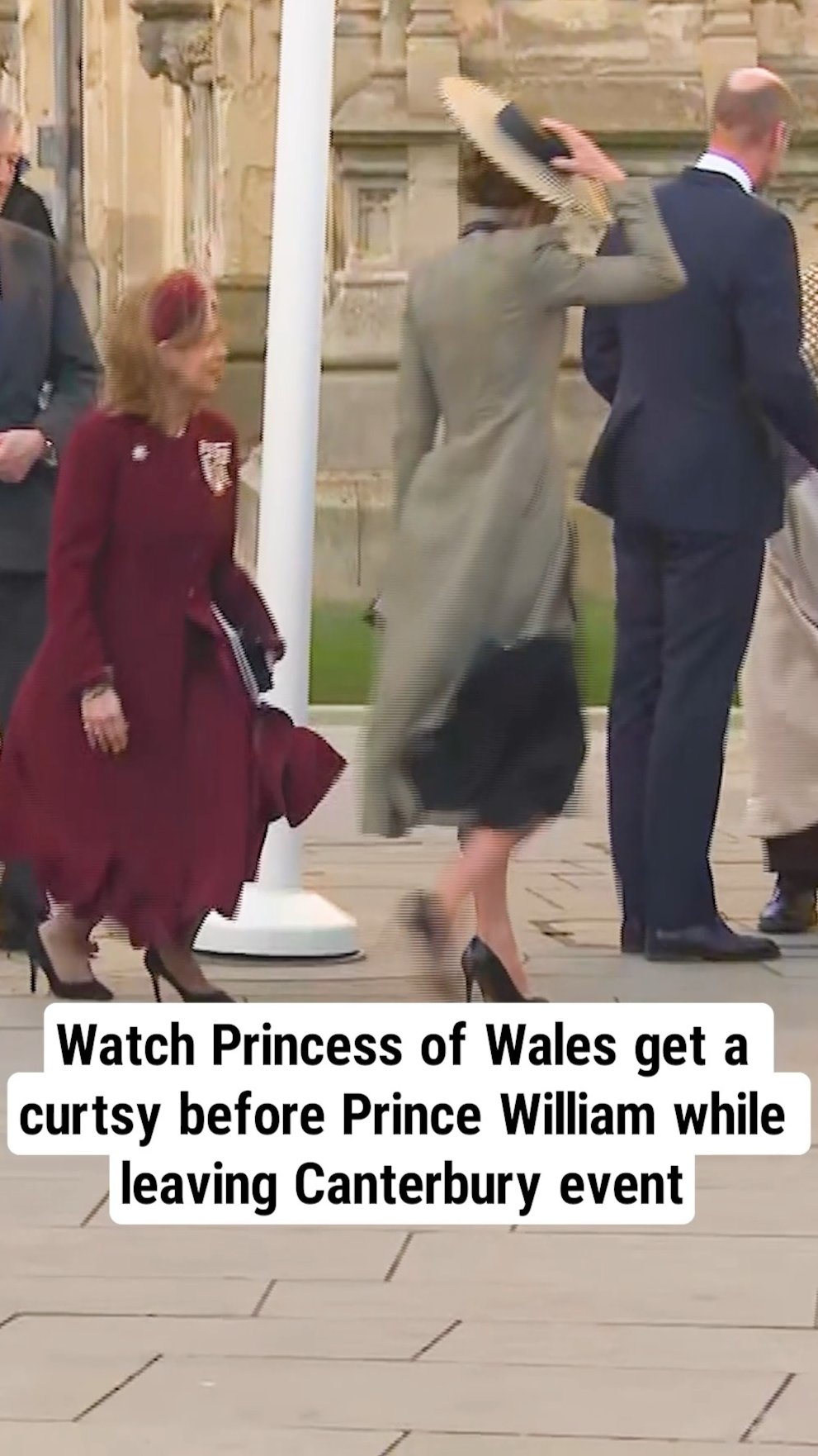 Watch Princess of Wales get a curtsy before Prince William while leaving Canterbury event