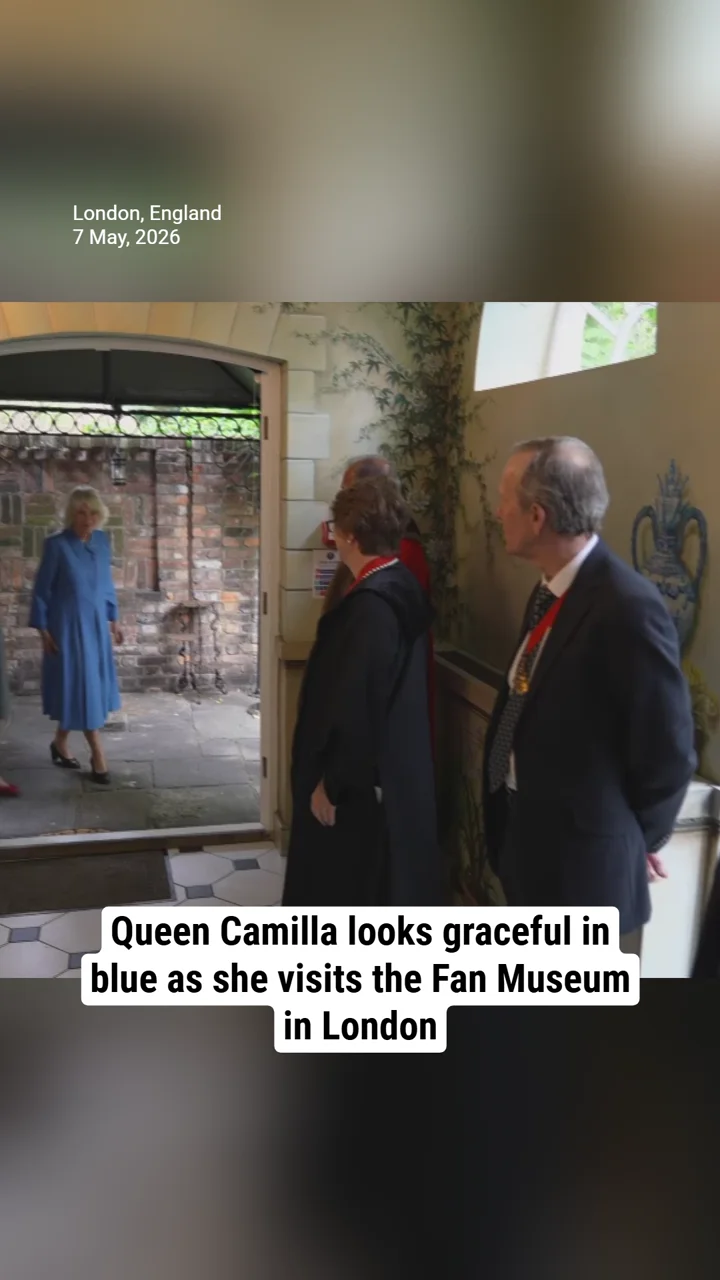 Queen Camilla looks graceful in blue as she visits the Fan Museum in London